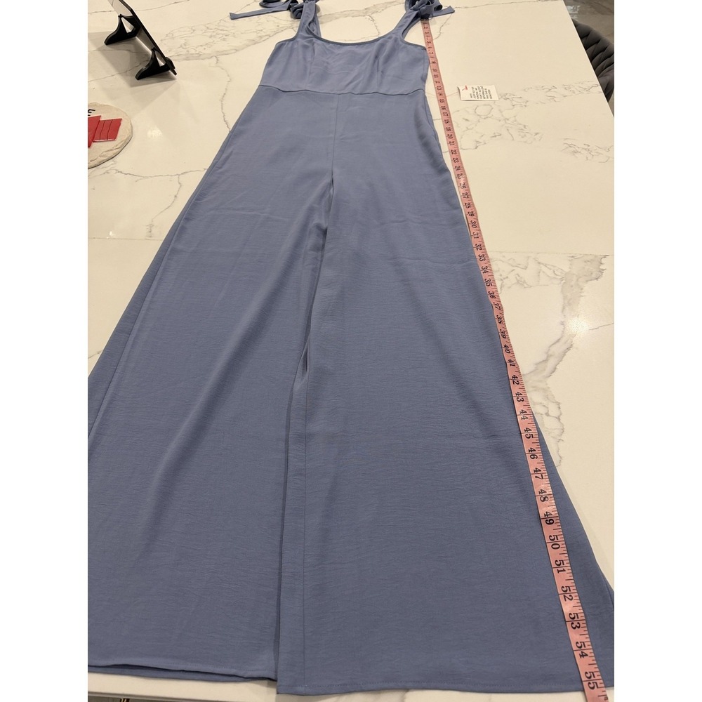 ASOS DESIGN Jumpsuit Womens XS Blue Tie Strap Square Neck Wide Leg Casual - Picture 8 of 10